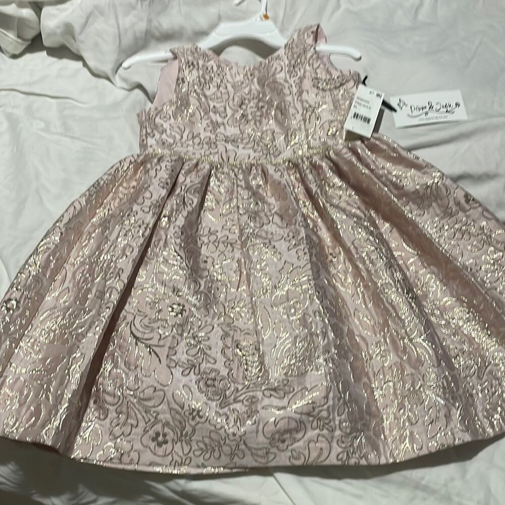 Pippa & Julie 6x pink gold floral brocade dress nwt dressy fancy shimmer